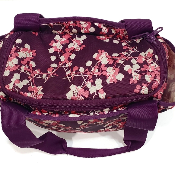 BYO Built Nosh Purple Pink Ivory Abstract Print 1 Zipped Pocket 2 End Pockets - Picture 4 of 10